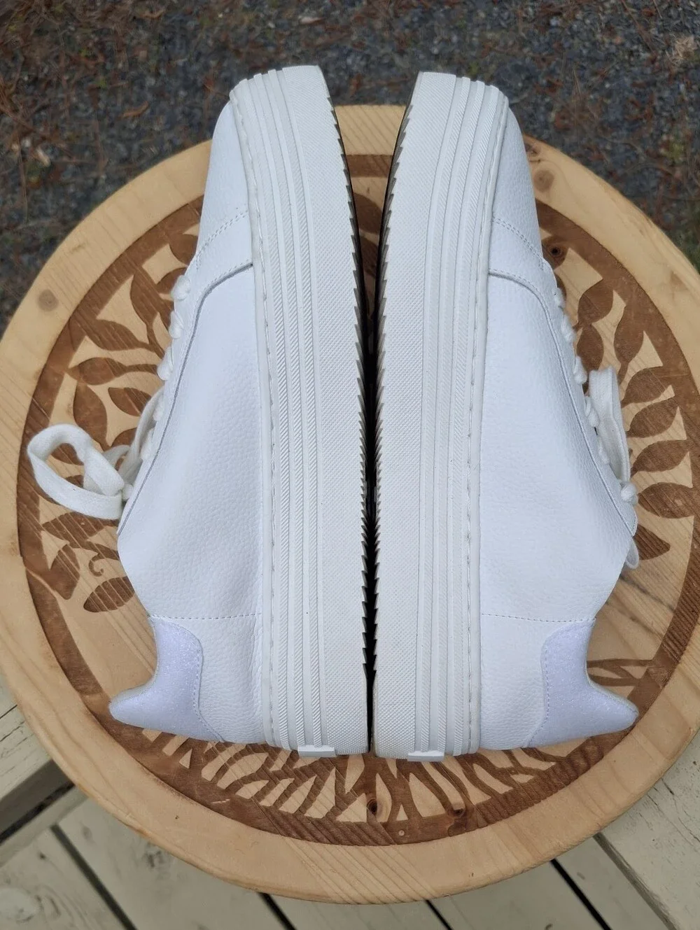 Joy Mangano Performance White Leather Comfort Platform Sneakers Orthotic Insole